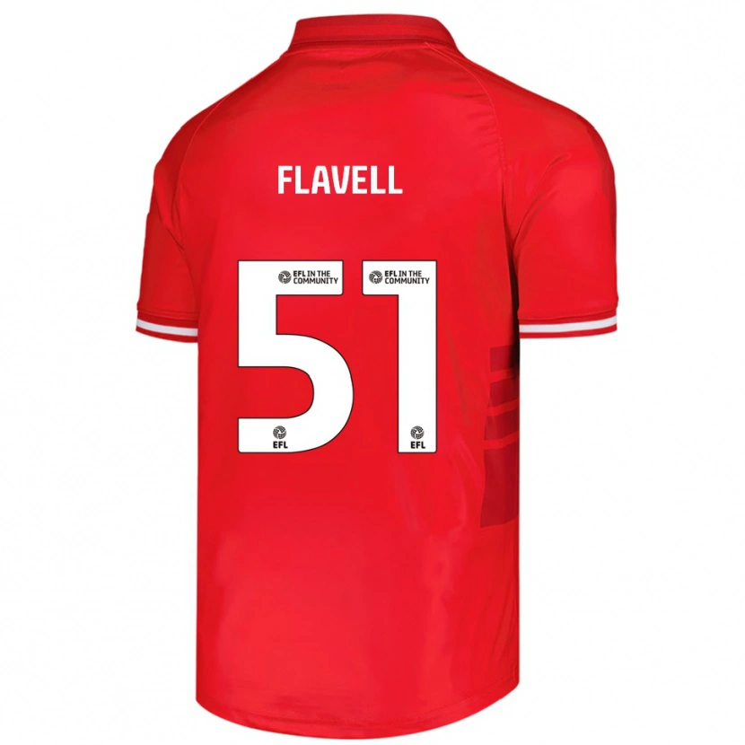 Danxen Kvinder Kieren Flavell #51 Rød Hvid Hjemmebane Spillertrøjer 2025/26 Trøje T-Shirt