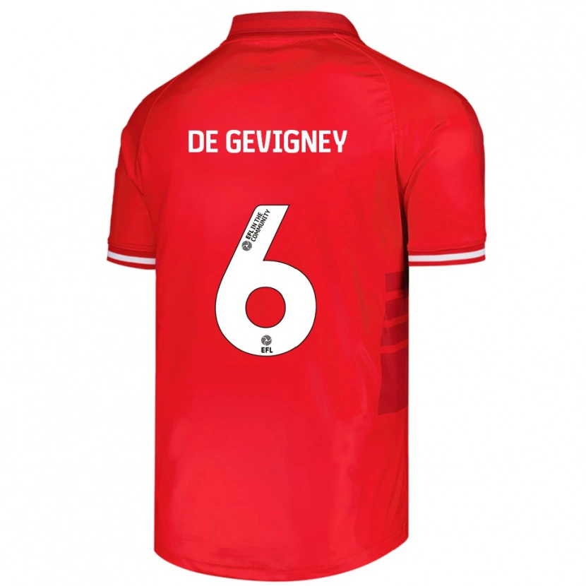 Danxen Kvinder Maël De Gevigney #6 Rød Hvid Hjemmebane Spillertrøjer 2025/26 Trøje T-Shirt