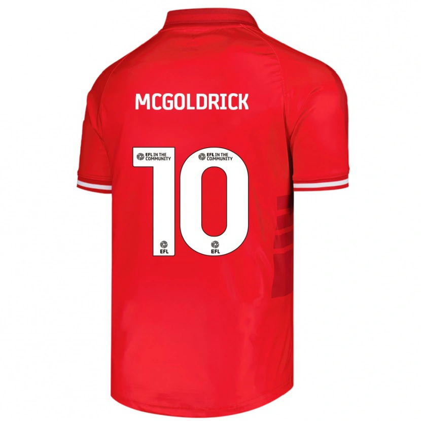 Danxen Kvinder David Mcgoldrick #10 Rød Hvid Hjemmebane Spillertrøjer 2025/26 Trøje T-Shirt