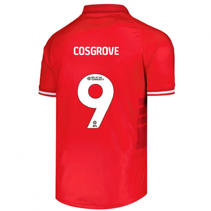 Danxen Kvinder Sam Cosgrove #9 Rød Hvid Hjemmebane Spillertrøjer 2025/26 Trøje T-Shirt