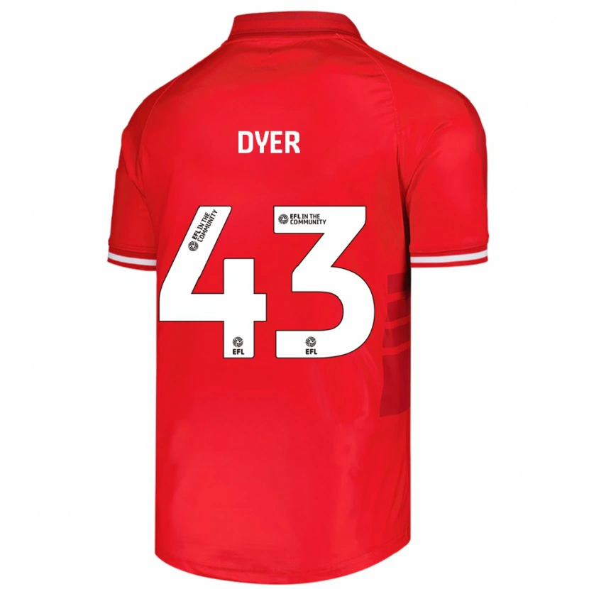 Danxen Kvinder Josiah Dyer #43 Rød Hvid Hjemmebane Spillertrøjer 2025/26 Trøje T-Shirt