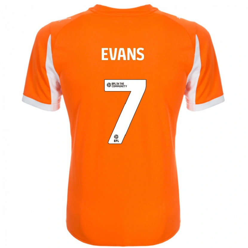 Danxen Kvinder Lee Evans #7 Orange Hvid Hjemmebane Spillertrøjer 2025/26 Trøje T-Shirt