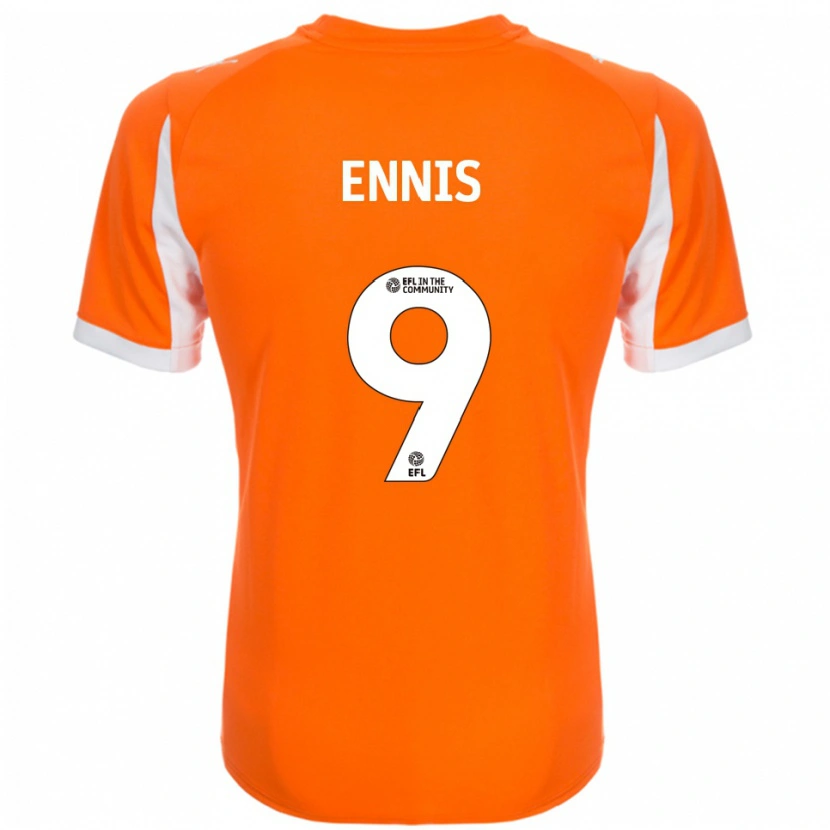 Danxen Kvinder Niall Ennis #9 Orange Hvid Hjemmebane Spillertrøjer 2025/26 Trøje T-Shirt