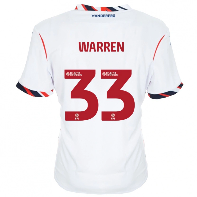 Danxen Kvinder Charlie Warren #33 Hvid Rød Hjemmebane Spillertrøjer 2025/26 Trøje T-Shirt