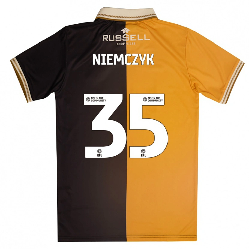 Danxen Kvinder Jakub Niemczyk #35 Gul Sort Hjemmebane Spillertrøjer 2025/26 Trøje T-Shirt