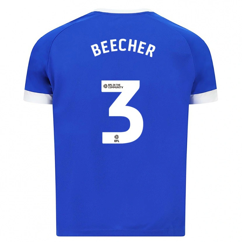 Danxen Kvinder Josh Beecher #3 Blå Hvid Hjemmebane Spillertrøjer 2025/26 Trøje T-Shirt