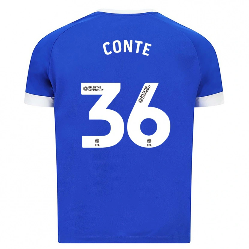 Danxen Kvinder Raheem Conte #36 Blå Hvid Hjemmebane Spillertrøjer 2025/26 Trøje T-Shirt