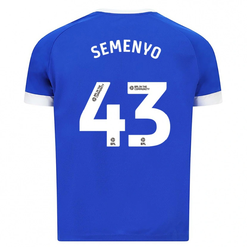 Danxen Kvinder Jai Semenyo #43 Blå Hvid Hjemmebane Spillertrøjer 2025/26 Trøje T-Shirt