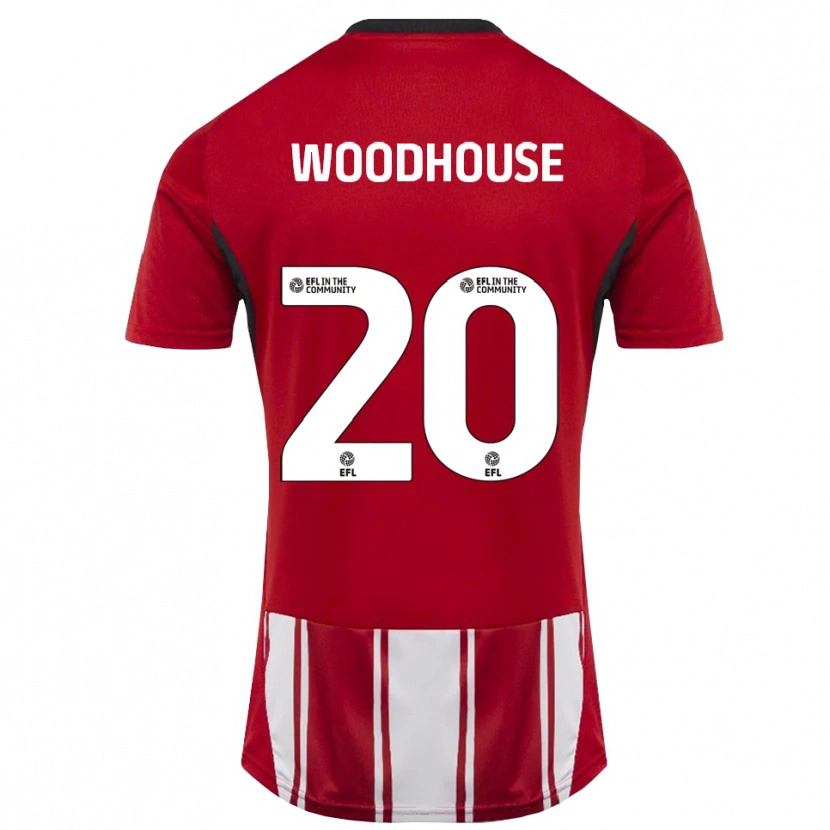 Danxen Kvinder Luca Woodhouse #20 Rød Hvid Sort Hjemmebane Spillertrøjer 2025/26 Trøje T-Shirt