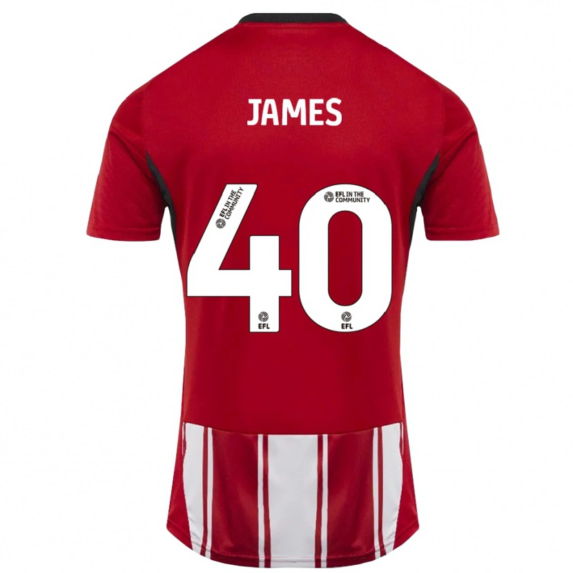 Danxen Kvinder Ed James #40 Rød Hvid Sort Hjemmebane Spillertrøjer 2025/26 Trøje T-Shirt
