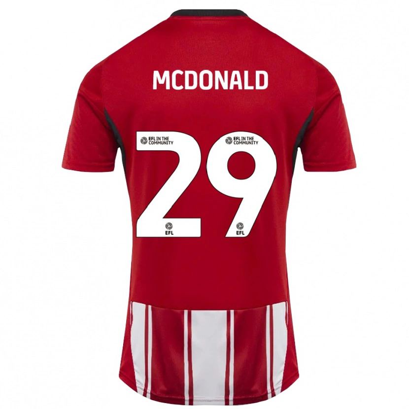 Danxen Kvinder Kevin Mcdonald #29 Rød Hvid Sort Hjemmebane Spillertrøjer 2025/26 Trøje T-Shirt