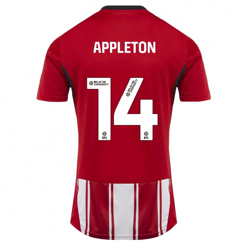 Danxen Kvinder Harry Appleton #14 Rød Hvid Sort Hjemmebane Spillertrøjer 2025/26 Trøje T-Shirt