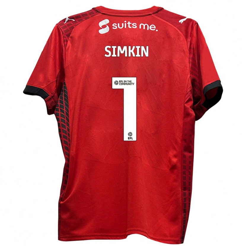 Danxen Kvinder Tommy Simkin #1 Rød Sort Hjemmebane Spillertrøjer 2025/26 Trøje T-Shirt