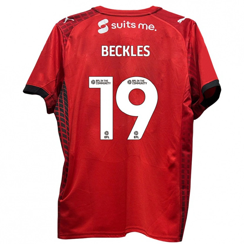 Danxen Kvinder Omar Beckles #19 Rød Sort Hjemmebane Spillertrøjer 2025/26 Trøje T-Shirt