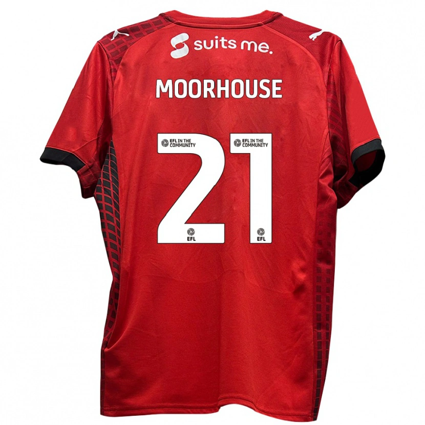 Danxen Kvinder Jack Moorhouse #21 Rød Sort Hjemmebane Spillertrøjer 2025/26 Trøje T-Shirt