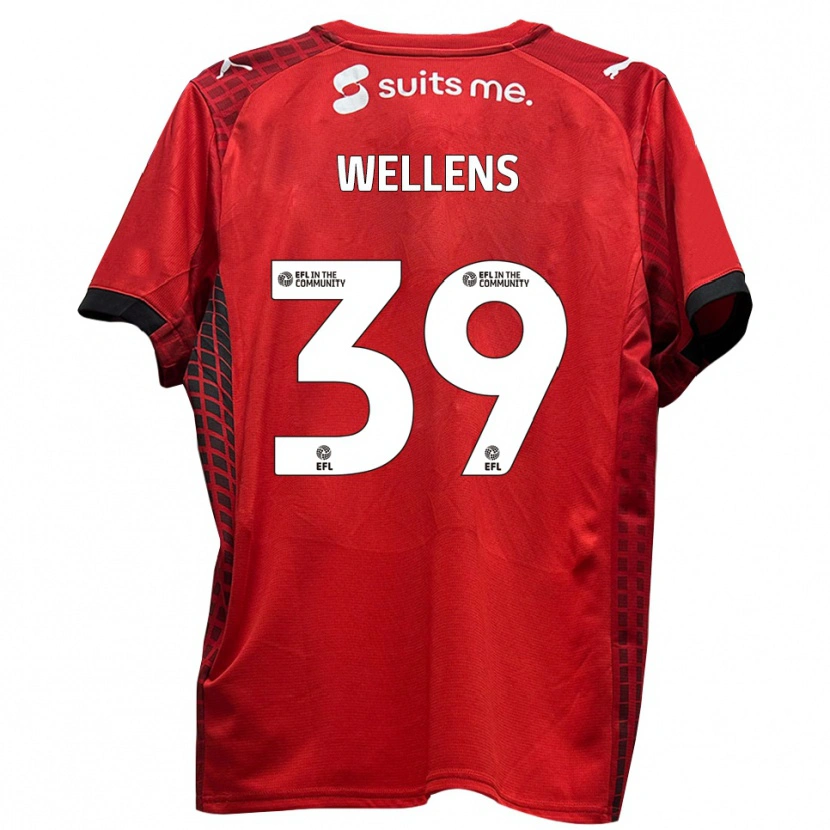 Danxen Kvinder Alfie Wellens #39 Rød Sort Hjemmebane Spillertrøjer 2025/26 Trøje T-Shirt
