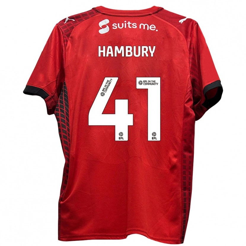 Danxen Kvinder Zack Hambury #41 Rød Sort Hjemmebane Spillertrøjer 2025/26 Trøje T-Shirt