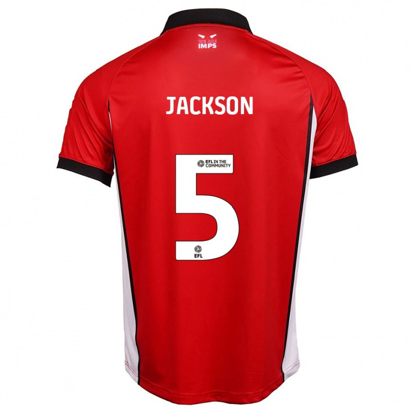 Danxen Kvinder Adam Jackson #5 Rød Hvid Hjemmebane Spillertrøjer 2025/26 Trøje T-Shirt