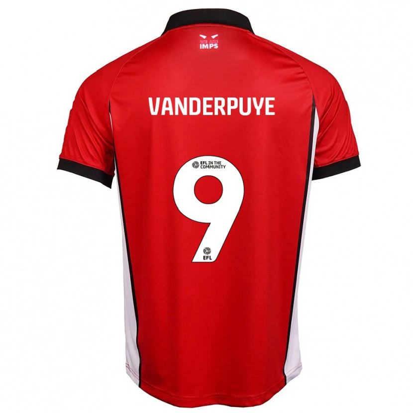 Danxen Kvinder Daniel Vanderpuye #9 Rød Hvid Hjemmebane Spillertrøjer 2025/26 Trøje T-Shirt