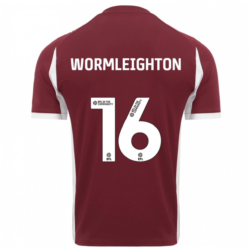 Danxen Kvinder Joe Wormleighton #16 Burgunder Hvid Hjemmebane Spillertrøjer 2025/26 Trøje T-Shirt
