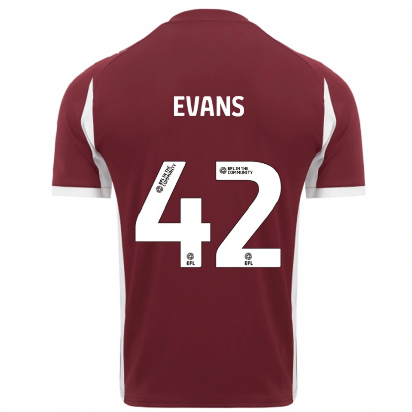 Danxen Kvinder Oliver Evans #42 Burgunder Hvid Hjemmebane Spillertrøjer 2025/26 Trøje T-Shirt