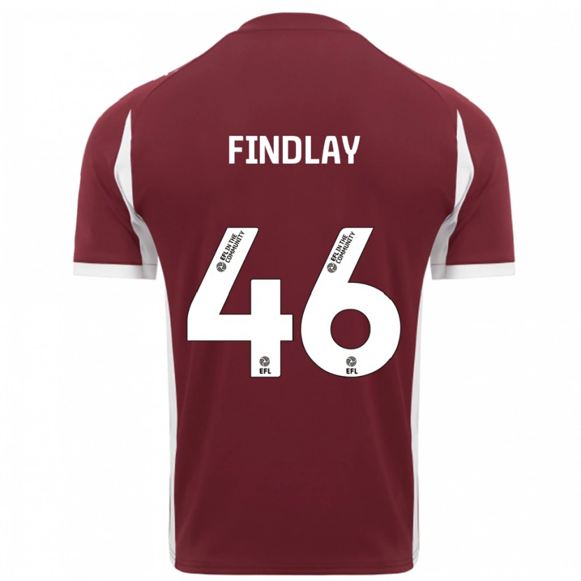 Danxen Kvinder Freddie Findlay #46 Burgunder Hvid Hjemmebane Spillertrøjer 2025/26 Trøje T-Shirt