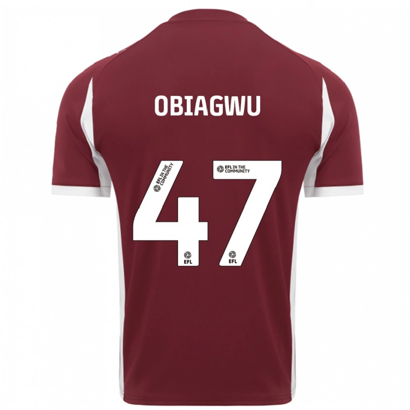 Danxen Kvinder Fran Obiagwu #47 Burgunder Hvid Hjemmebane Spillertrøjer 2025/26 Trøje T-Shirt