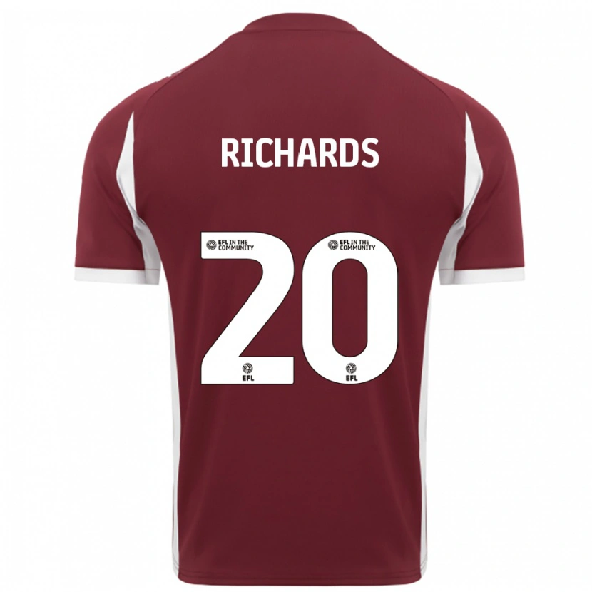 Danxen Kvinder Mia Richards #20 Burgunder Hvid Hjemmebane Spillertrøjer 2025/26 Trøje T-Shirt