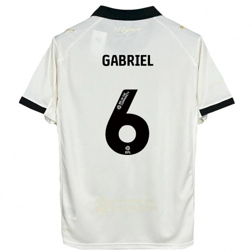 Danxen Kvinder Jordan Gabriel #6 Off-White Sort Hjemmebane Spillertrøjer 2025/26 Trøje T-Shirt