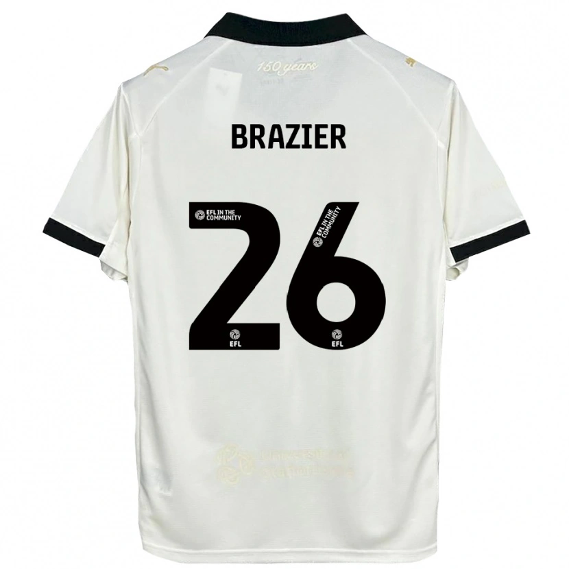 Danxen Kvinder Liam Brazier #26 Off-White Sort Hjemmebane Spillertrøjer 2025/26 Trøje T-Shirt