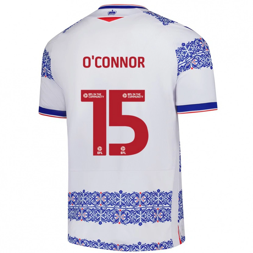Danxen Kvinder Paudie O'connor #15 Hvid Blå Hjemmebane Spillertrøjer 2025/26 Trøje T-Shirt