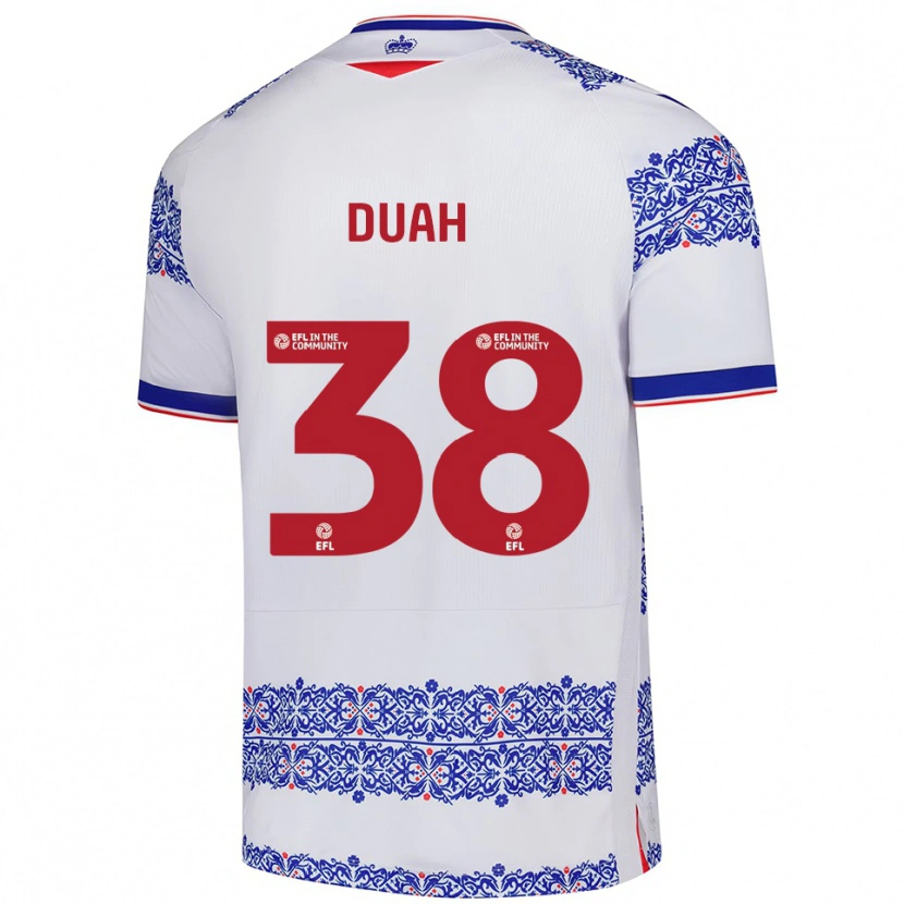 Danxen Kvinder Philip Duah #38 Hvid Blå Hjemmebane Spillertrøjer 2025/26 Trøje T-Shirt
