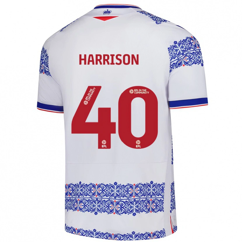 Danxen Kvinder Sam Harrison #40 Hvid Blå Hjemmebane Spillertrøjer 2025/26 Trøje T-Shirt