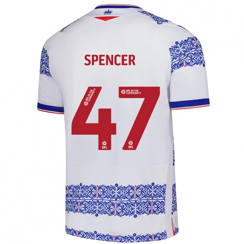 Danxen Kvinder Shay Spencer #47 Hvid Blå Hjemmebane Spillertrøjer 2025/26 Trøje T-Shirt
