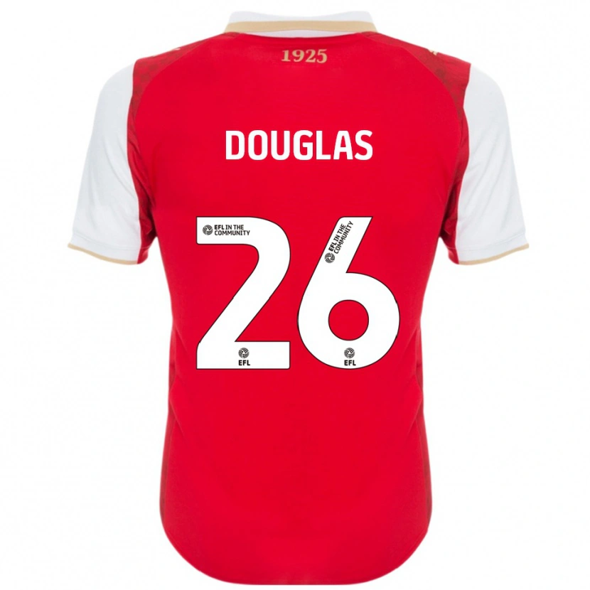 Danxen Kvinder Hamish Douglas #26 Rød Hvid Hjemmebane Spillertrøjer 2025/26 Trøje T-Shirt