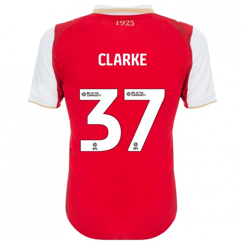 Danxen Kvinder James Clarke #37 Rød Hvid Hjemmebane Spillertrøjer 2025/26 Trøje T-Shirt
