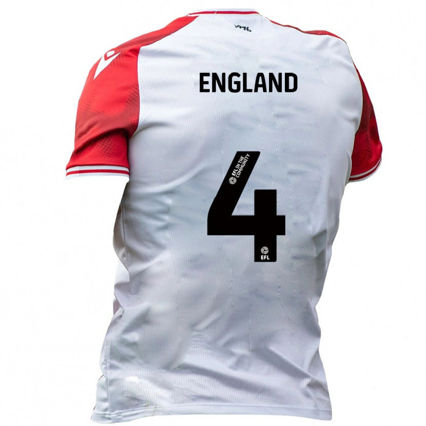 Danxen Kvinder Riley England #4 Hvid Rød Hjemmebane Spillertrøjer 2025/26 Trøje T-Shirt
