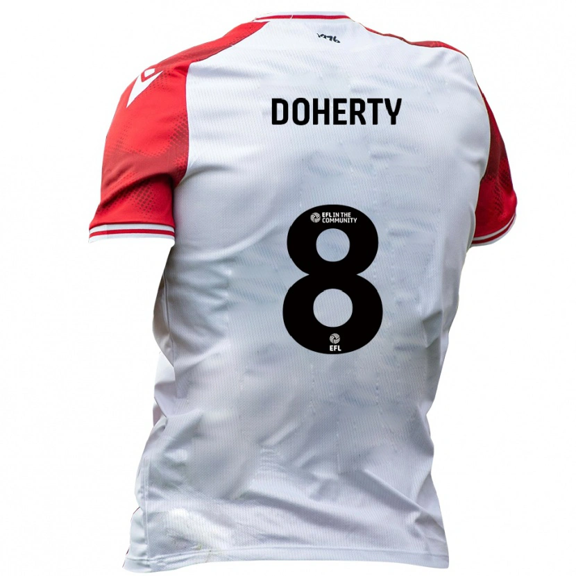 Danxen Kvinder Ryan Doherty #8 Hvid Rød Hjemmebane Spillertrøjer 2025/26 Trøje T-Shirt