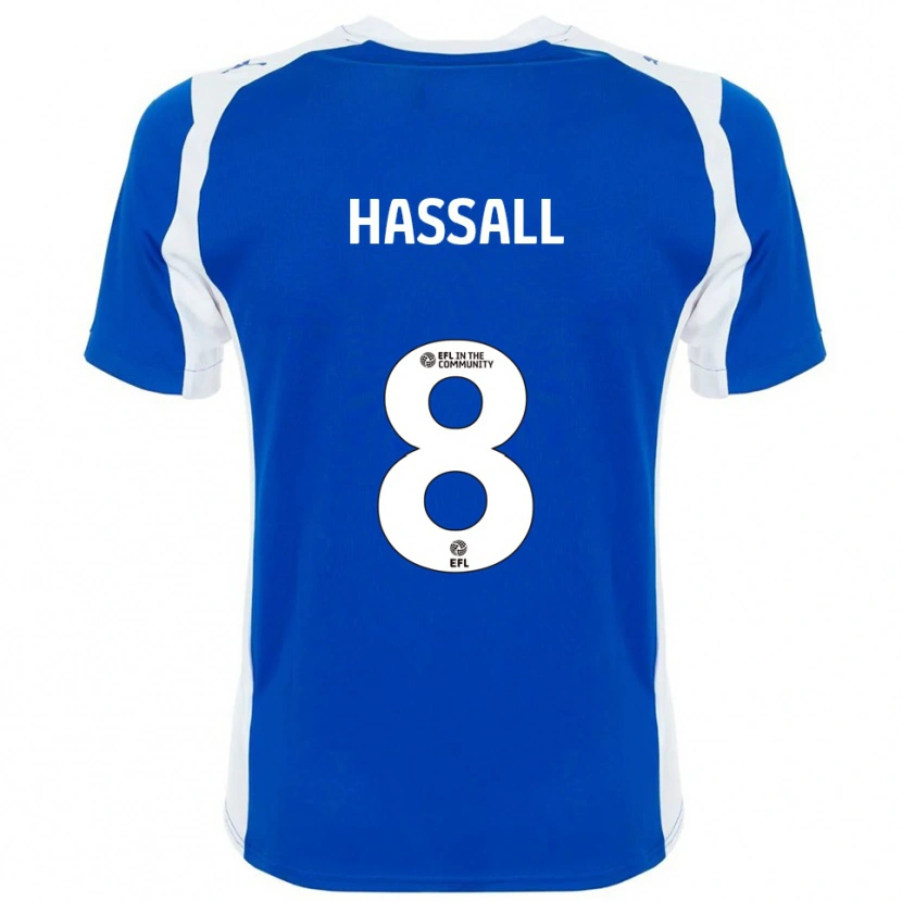 Danxen Kvinder Molly Hassall #8 Blå Hvid Hjemmebane Spillertrøjer 2025/26 Trøje T-Shirt