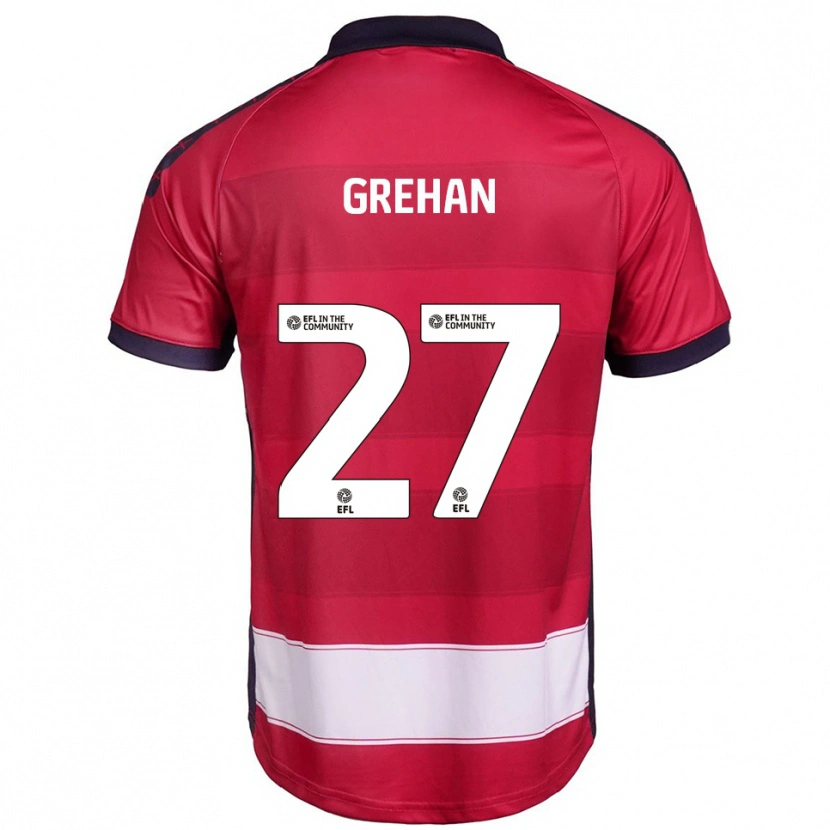 Danxen Kvinder Seán Grehan #27 Rød Hvid Hjemmebane Spillertrøjer 2025/26 Trøje T-Shirt