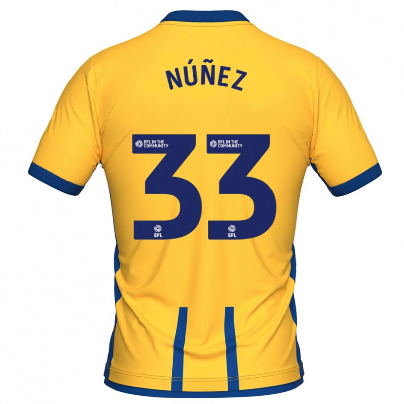 Danxen Kvinder Anthony Núñez #33 Gul Blå Hjemmebane Spillertrøjer 2025/26 Trøje T-Shirt