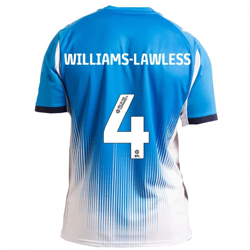 Danxen Kvinder John Williams-Lawless #4 Blå Hvid Hjemmebane Spillertrøjer 2025/26 Trøje T-Shirt