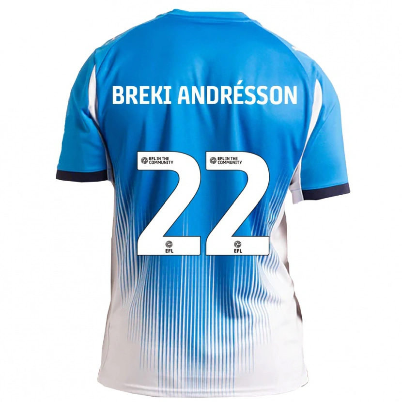 Danxen Kvinder Benoný Breki Andrésson #22 Blå Hvid Hjemmebane Spillertrøjer 2025/26 Trøje T-Shirt