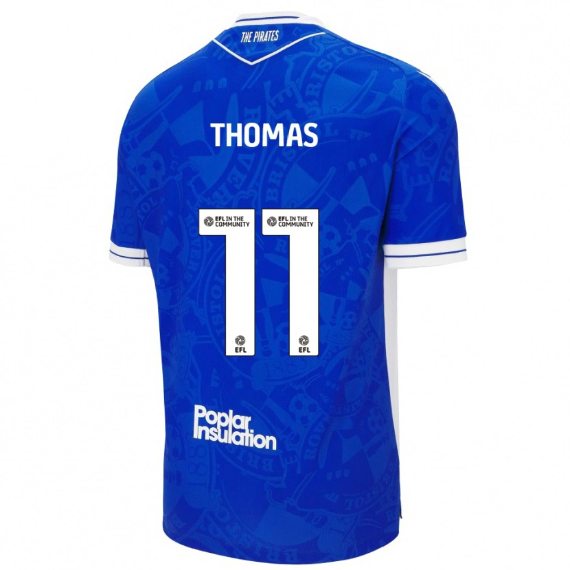 Danxen Kvinder Luke Thomas #11 Blå Hvid Hjemmebane Spillertrøjer 2025/26 Trøje T-Shirt