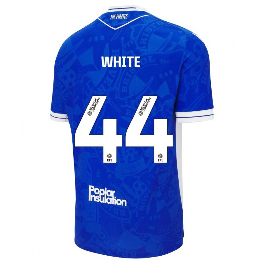 Danxen Kvinder Charlie White #44 Blå Hvid Hjemmebane Spillertrøjer 2025/26 Trøje T-Shirt
