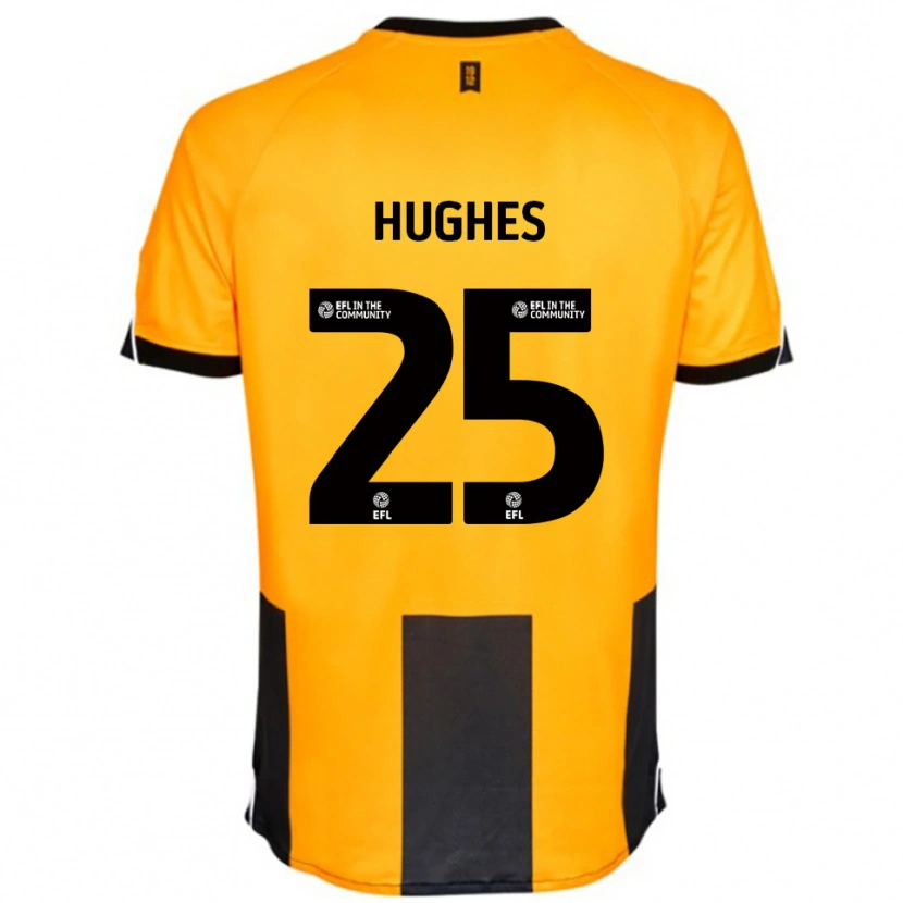 Danxen Kvinder Ben Hughes #25 Orange Sort Hjemmebane Spillertrøjer 2025/26 Trøje T-Shirt
