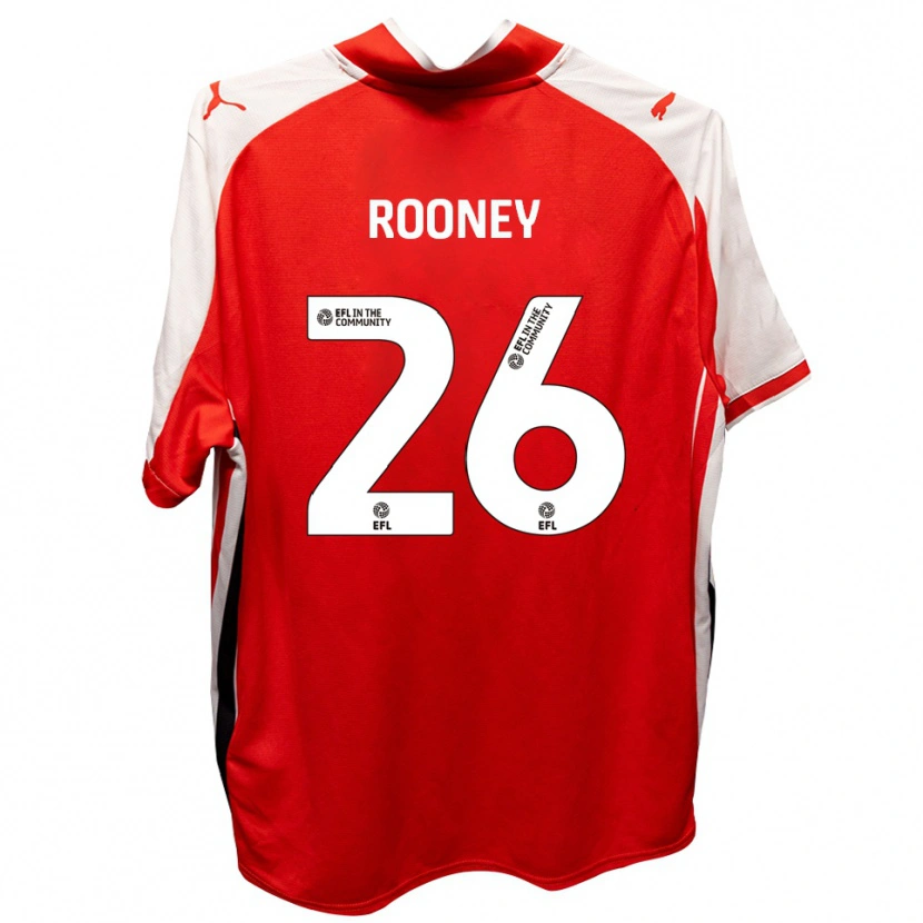Danxen Kvinder Shaun Rooney #26 Rød Hvid Hjemmebane Spillertrøjer 2025/26 Trøje T-Shirt