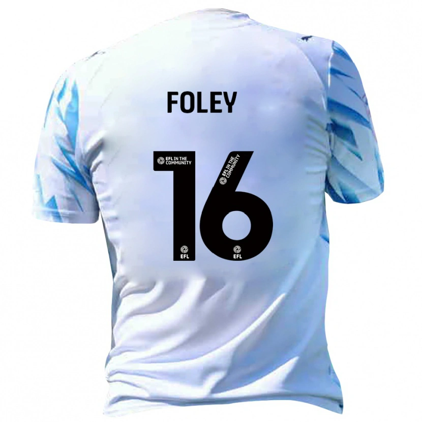 Danxen Kvinder Sam Foley #16 Hvid Lyseblå Hjemmebane Spillertrøjer 2025/26 Trøje T-Shirt