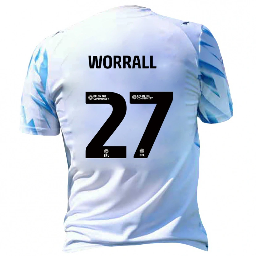 Danxen Kvinder David Worrall #27 Hvid Lyseblå Hjemmebane Spillertrøjer 2025/26 Trøje T-Shirt