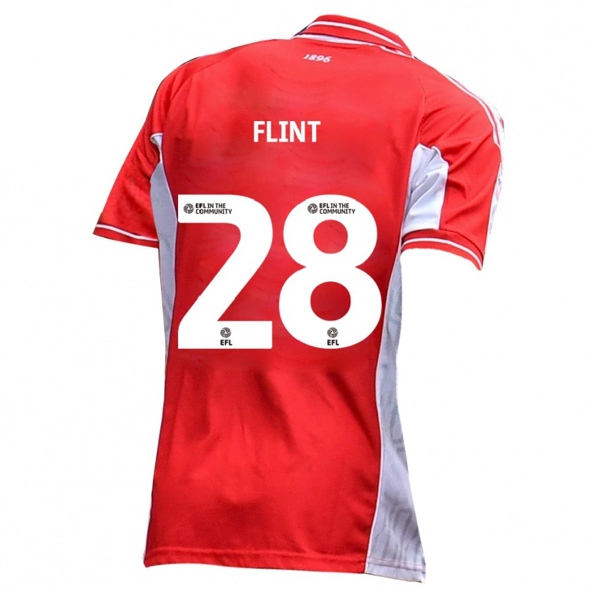Danxen Kvinder Josh Flint #28 Rød Hvid Hjemmebane Spillertrøjer 2025/26 Trøje T-Shirt